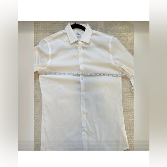 New, Zara Men's White Stretchy Shirt, M, SuperSlim - Picture 3 of 3
